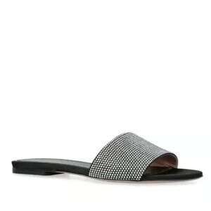 Gedebe Cassis Sandals Slides Rhinestone Flat Embellished Vacation Holidays NYE 6